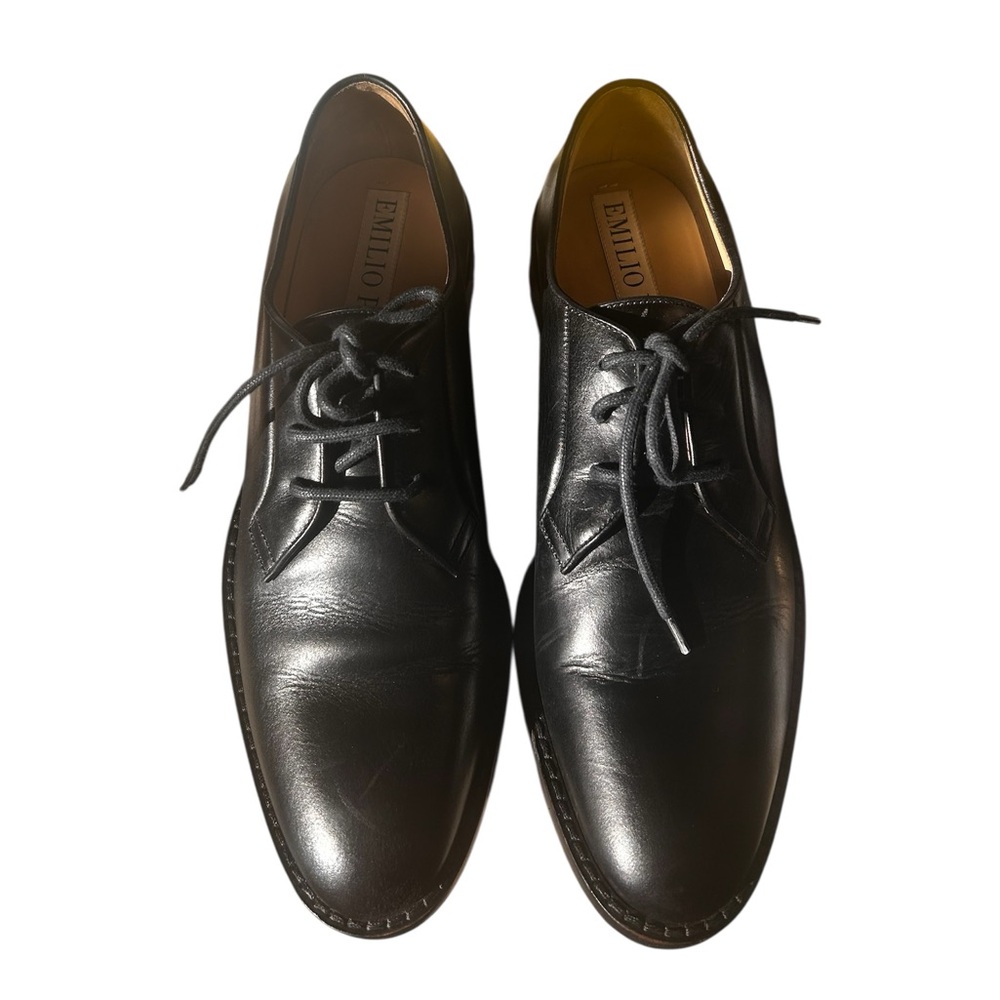 Emilio Pucci Black Leather Oxfords woman size 38 quiet luxury minimalist preppy